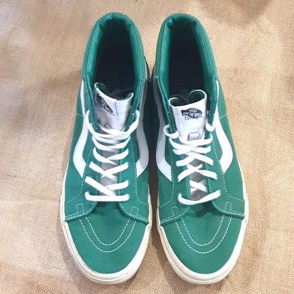 VANS SIZE 10 Green and White High Tops - Picture 3 of 6